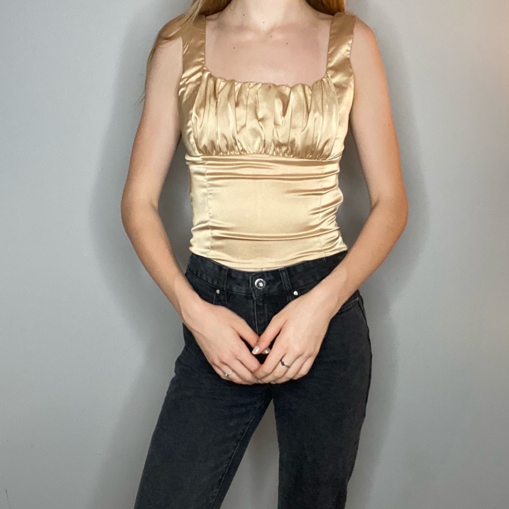 Gold Silk Tank top Blouse